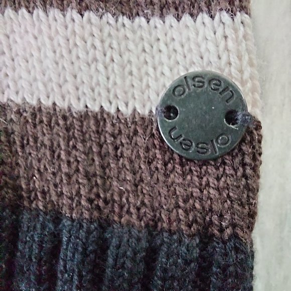 Olsen Cotton Blend Long Sleeve Stripped V-Neck Women's Sweater, Size 8 - Picture 4 of 5